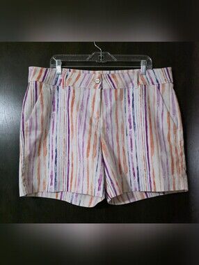 Isaac Mizrahi Multicolor Watercolor Striped Tailored Women’s Shorts Size 16